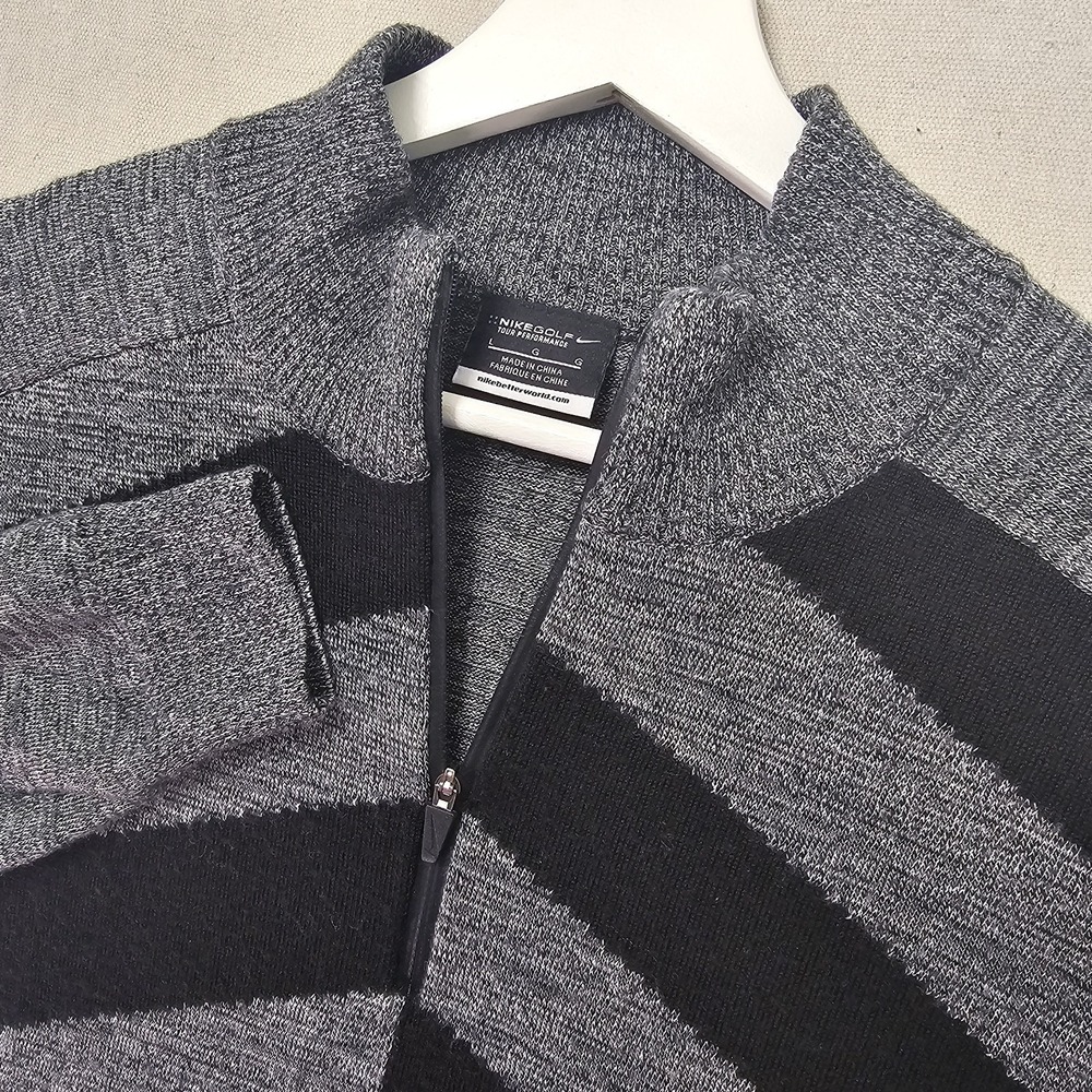 Nike Golf Men's Large Broken Stripe Merino Wool 1/4 Zip Sweater Grey 482195-017